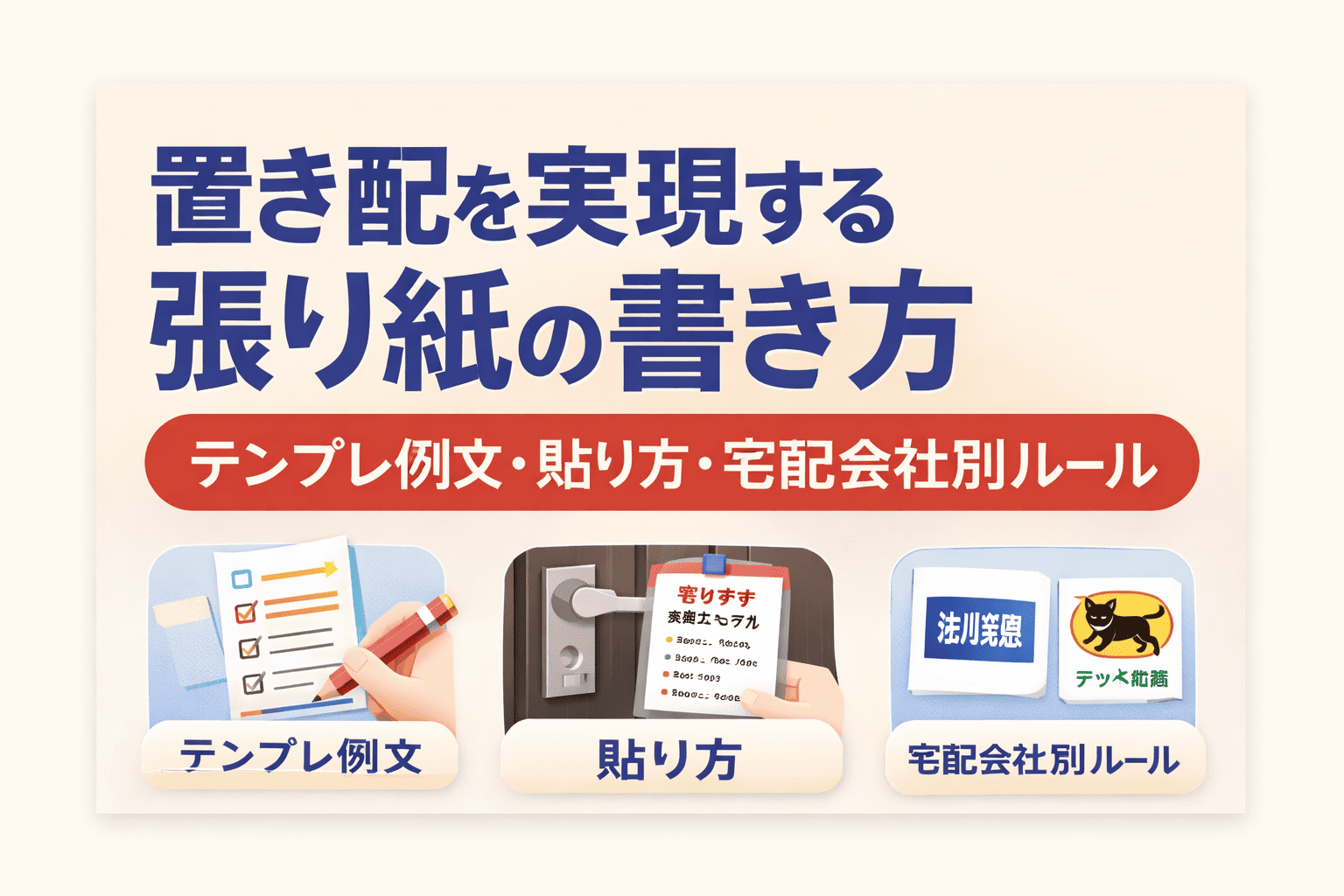 置き配を実現する張り紙の効果的な書き方｜テンプレ例文・貼り方・宅配会社別ルール