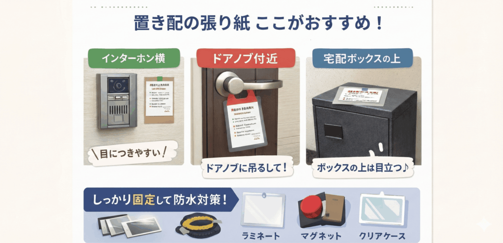 置き配の張り紙の場所