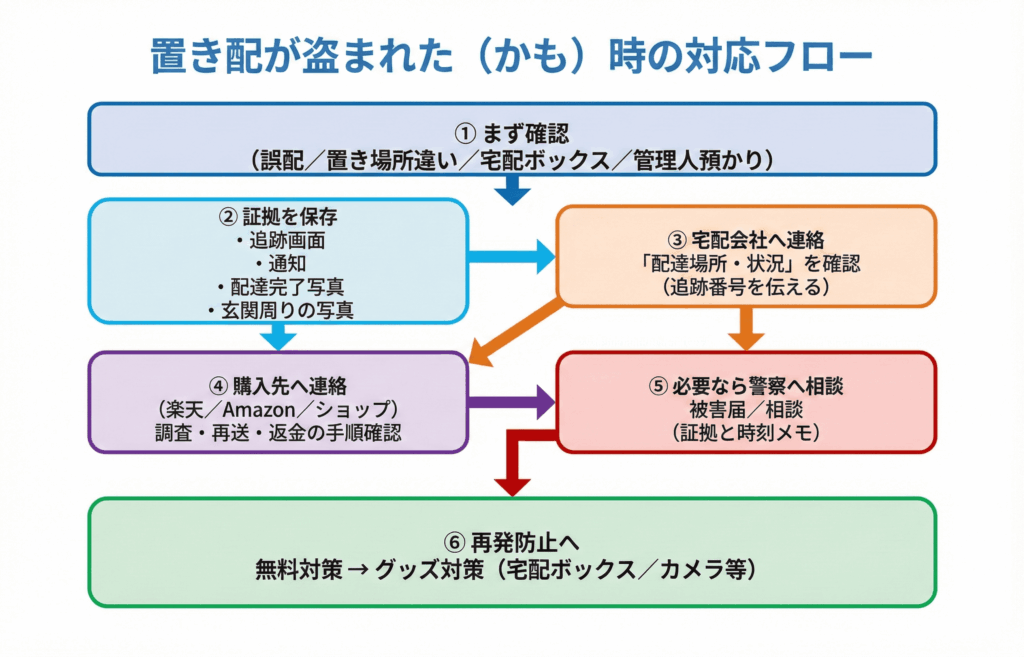 置き配が盗まれた時の対応フロー